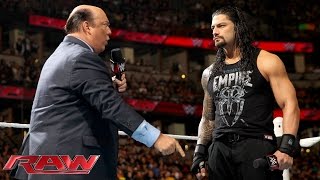 Paul Heyman reminds Roman Reigns whats really at stake at WWE Fastlane Raw February 15 2016 [upl. by Nosnhoj274]