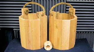 Making a Wooden Bucket  Simple DIY [upl. by Ahsratan]