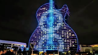 INCREDIBLE Seminole Hard Rock Guitar Hotel with Stunning Light and LASER Shows  4K [upl. by Rikahs220]