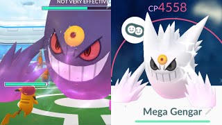 MEGA GENGAR RAID SHINY MEGA GENGAR EVOLUTION Pokémon Go Halloween Event 👻 [upl. by Frame]