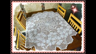 CC How to crochet round tablecloth with big flowers Part 1 [upl. by Maryjo]