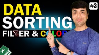 Filter and Color Sorting in Excel  Ms Excel  Data Sort [upl. by Kerwon]