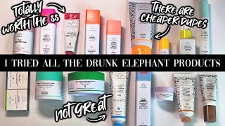 I TRIED ALL THE PRODUCTS DRUNK ELEPHANT MAKES  Best  Worst  DUPES [upl. by Diba]