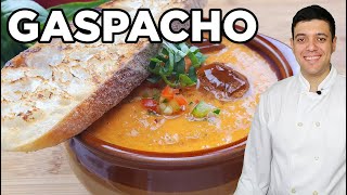 Healthy Homemade Gazpacho Soup Recipe [upl. by Ithsav]