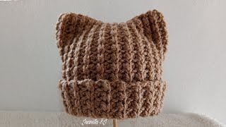 GORRO CON OREJITAS TEJIDO A CROCHET PASO A PASO TODAS LAS TALLAS [upl. by Tnerb]