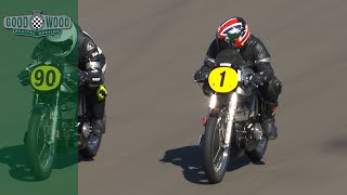 Twin Norton Manx bikes duel at Revival [upl. by Petit]