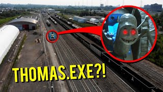 DRONE CATCHES THOMAS THE TRAINEXE AT ABANDONED TRAIN STATION HE CAME AFTER US [upl. by Ulysses824]