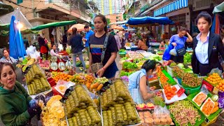 Cambodian Food Market  Walking Tour 4K  Orussey Fresh Market Food in Phnom Penh City [upl. by Brew511]