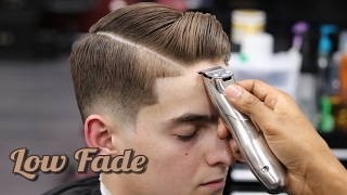 HAIRCUT TUTORIAL COMBOVER  LOW FADE  HARD PART  BLOW DRY amp STYLE [upl. by Maffei]