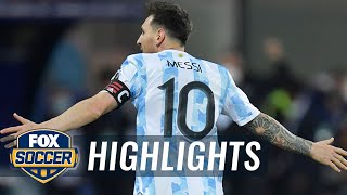 Lionel Messi buries unreal free kick dazzles in Argentinas 30 win  2021 Copa América Highlights [upl. by Kcirdek698]