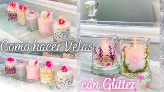 Como hacer Velas de soya con Glitter o Brillantina  Glitter Candles DIY  Manualidades [upl. by Elnar]