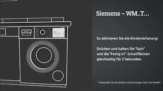 Siemens Waschmaschine Kindersicherung aktivieren und deaktivieren  Siemens Hausgeräte [upl. by Wilburn]