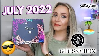 GLOSSYBOX JULY 2022 UNBOXING amp DISCOUNT CODE  DIVE IN  MISS BOUX [upl. by Flavian218]