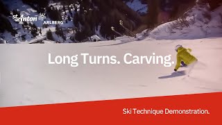 Ski Technique Demonstration  Long Turns Carving [upl. by Nitsew]