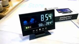 Desktop Clock Calendar LED Colors Screen With Humidity  Temperature amp Alarm [upl. by Brodeur]