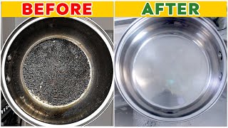 The Best Way to Clean a Burnt Pot Easily  Cleaning tips [upl. by Aimerej]