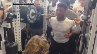 Saquon Barkley squats seven reps at 495 pounds  ESPN [upl. by Sewel]