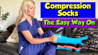 How to Put On Compression Socks THE EASIEST WAY [upl. by Eelarac]