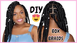 DIY JUMBO BOX BRAIDS PROTECTIVE STYLE TUTORIAL Shorts [upl. by Loziram]