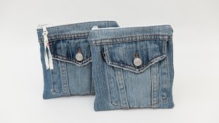 Nähanleitung Jeans Upcycling  Kosmetiktasche [upl. by Phillida]