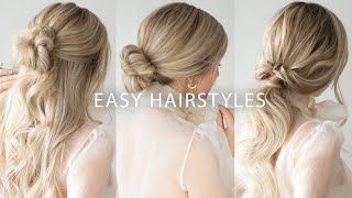 THREE 3 MINUTE EASY HAIRSTYLES 🌟 Medium and Long Hair Tutorial [upl. by Aidnis]