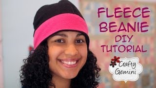 Fleece Beanie Hat DIY Tutorial [upl. by Elleb]