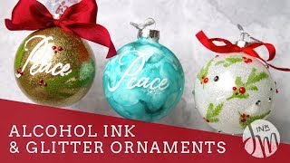 Alcohol Ink amp Glitter Ornaments [upl. by Ahsimek600]