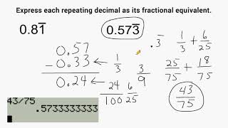 Convert Repeating Decimals Into Fractions [upl. by Lonnie]