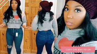 Curvy Girl Topshop Jean Try On Haul Jaime vs Joni  Curly Monroe [upl. by Gnidleif415]