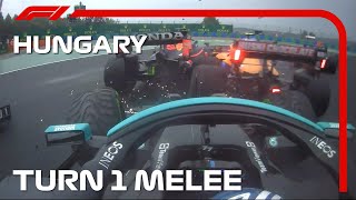 Championship Changing Melee at Turn 1 in Hungary  2021 Hungarian Grand Prix [upl. by Ytissahc]