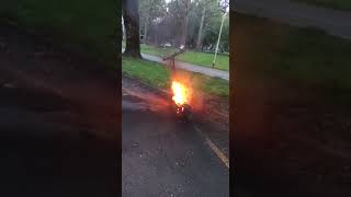 Electric scooter burned in fire Croatia Zagreb [upl. by Jarlathus810]