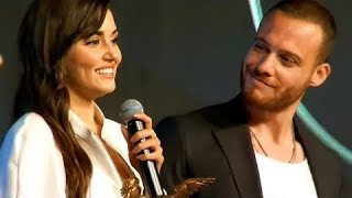 Kerem Bursin and Hande Ercel at Golden Wings Award 2021 Speech with English Subtitles [upl. by Ahsieym269]