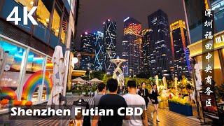 Night Walk Around Futian CBD in Shenzhen China  4K Walking Tour Video [upl. by Elleiand]