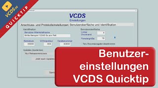 VCDS Quicktip Benutzereinstellungen [upl. by Rillis391]