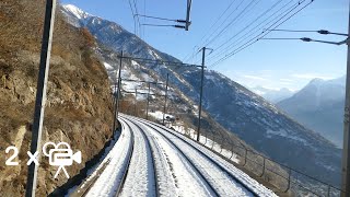 ★ 2x🎥 🇨🇭Lötschberg alpine crossing cab ride from Basel to Brig through Switzerland 012019 [upl. by Legnaesoj]