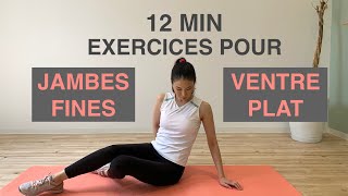 12 MIN EXERCICES POUR JAMBES FINES ET VENTRE PLATSLIM LEG amp SLIM WAIST WORKOUT [upl. by Asiuqram]