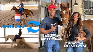 HORSE SWAP WITH MATT MILLS REINING VS BARREL RACING [upl. by Orag930]