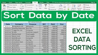 How to Sort Data by Date Excel Data Sorting in Chronological order [upl. by Tirma260]