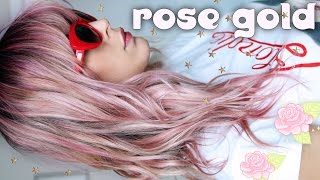 DIY ROSE GOLD HAIR COLOR AT HOME TUTORIAL  LeighAnnSays [upl. by Enobe]