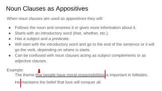 Noun Clauses as Appositives Grammar 88  Google Slides [upl. by Notyrb700]