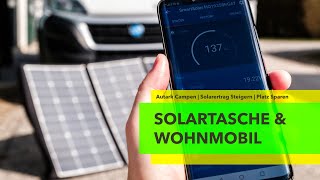 SOLARTASCHE am WOHNMOBIL Vorteile Nachteile Einbau Test  Autark Campen  WattstundeSolarkontor [upl. by Cannell]