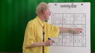 Lesson 5 Learn Sudoku The Effect of 3 Numbers in a row or column within a Block [upl. by Anav446]