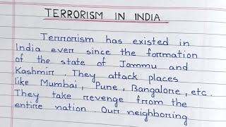 Terrorism In India Essay In English  Short Essay Writing [upl. by Zerep]