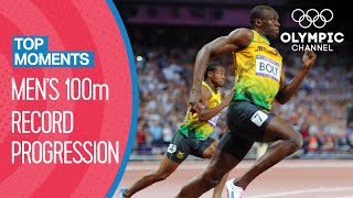 All Mens 100m Olympic Records  Top Moments [upl. by Ysteb]