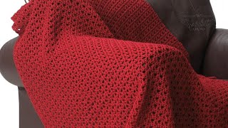 Beginner Crochet Bernat Red Blanket Pattern [upl. by Sugirdor]