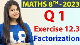 Q 1  Ex 123  Factorization  Chapter 12  NCERT Maths Class 8th New Syllabus 2023 CBSE [upl. by Sundin]