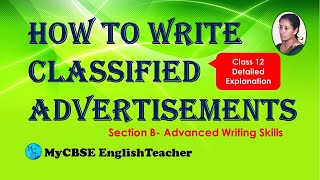 Classified Advertisement Samples  CBSE Class XI Class XII English Core [upl. by Matland]