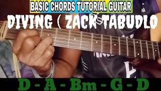 DIVING  ZACK TABUDLO  BASIC CHORDS LYRICS GUITAR [upl. by Meijer]