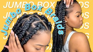 EASY Jumbo Box Braids  Rubberband Method  Beginner Friendly  Protective Style [upl. by Natan]