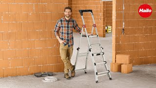 HAILO TL100 TopLine  AluminiumTeleskopStehleiter  Aluminium telescopic step ladder [upl. by Terza]